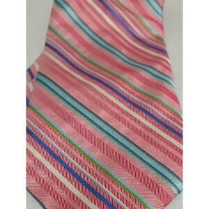 Genesis Handmade 100% Imported Silk Made In USA Pink Stripe Tie